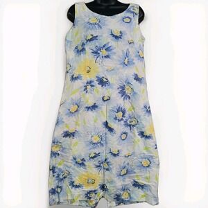 Whimsical Floral Pencil Dress Sz 10 Linen Blend Feminine Slvless Liz Claiborne